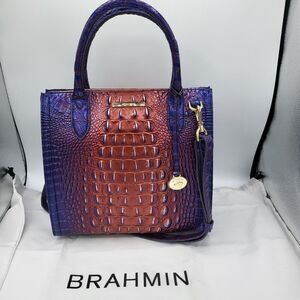 BRAHMIN Caroline Dawning Ombre Melbourne Embossed Leather Satchel Women Handbag